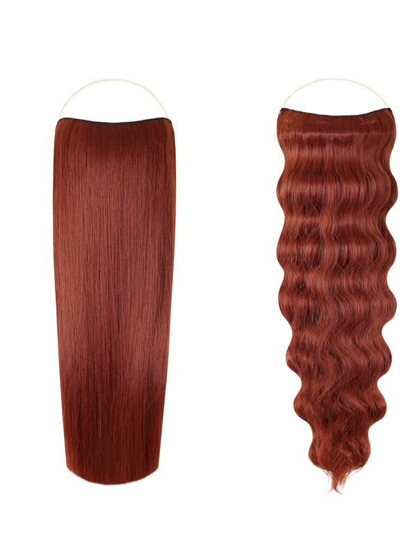 Syn Halo Hair Extensions Duo pack with sleek straight and beach wave styles displayed on a mannequin head