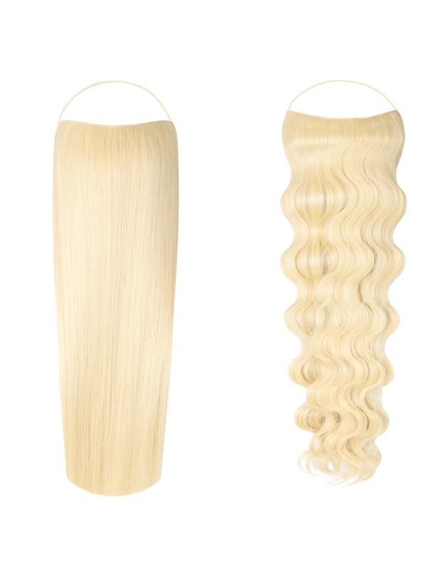 Syn Halo Hair Extensions Duo pack with straight and wavy Kanekalon halos for versatile looks