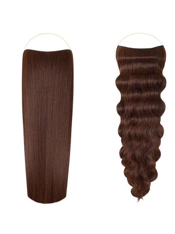 Syn Halo Hair Extensions Duo pack with sleek straight and beach wave styles in premium Kanekalon fibers