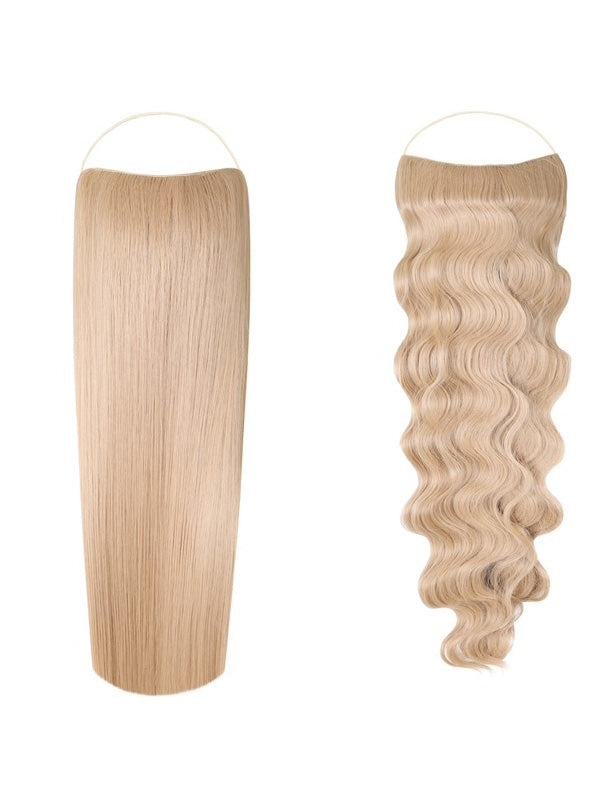 Syn Halo Hair Extensions Duo pack featuring sleek straight and beach wave styles in premium Kanekalon with free spare wires and removable clips