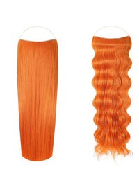 Syn Halo Hair Extensions Duo pack showing sleek straight and beach wave styles with adjustable hidden wires and removable clips