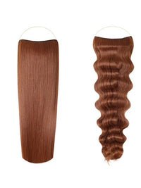 Syn Halo Hair Extensions Duo pack featuring sleek straight and beach wave styles with hidden wire design and removable clips