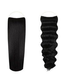 Syn Halo Hair Extensions duo pack with sleek straight and beach wave styles in premium Kanekalon fibers