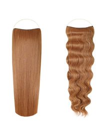 Syn Halo Hair Extensions Duo pack with sleek straight and beach wave styles in premium Kanekalon hair