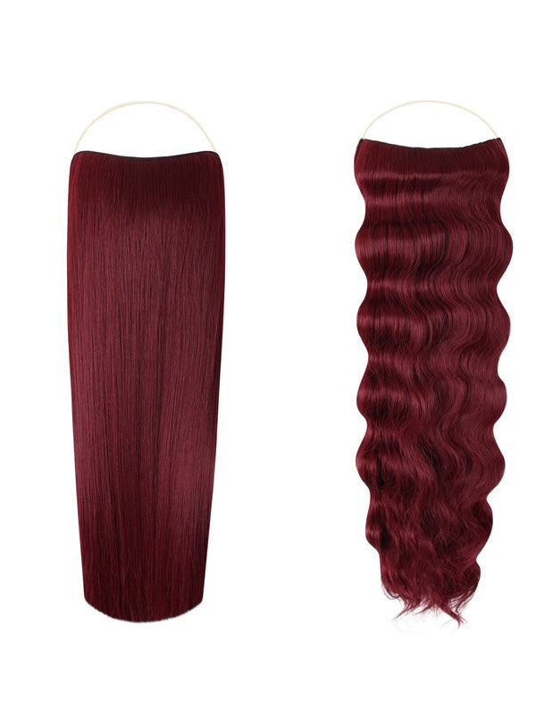 Syn Halo Hair Extensions Duo pack featuring sleek straight and beach wave styles in premium Kanekalon fibers