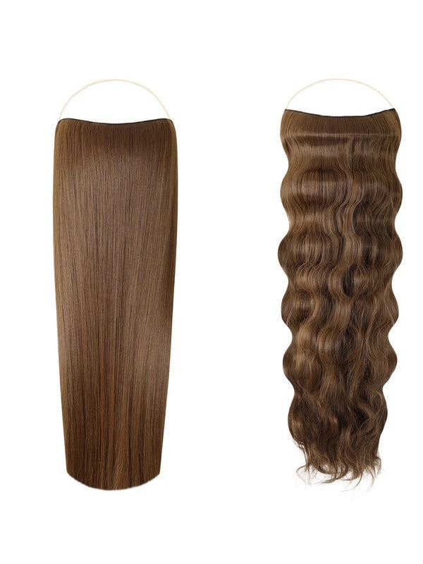 Syn Halo Hair Extensions Duo pack with sleek straight and beach wave styles in premium Kanekalon fibers