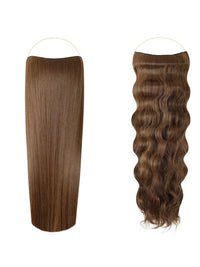 Syn Halo Hair Extensions Duo pack with sleek straight and beach wave styles in premium Kanekalon fibers