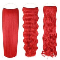 Syn Halo Hair Extensions trio pack with straight, wavy, and curly styles in premium Kanekalon fibers