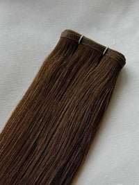 VIP Flat Weft Hair Extensions Belle 20 inch chocolate brown double drawn human Remy hair