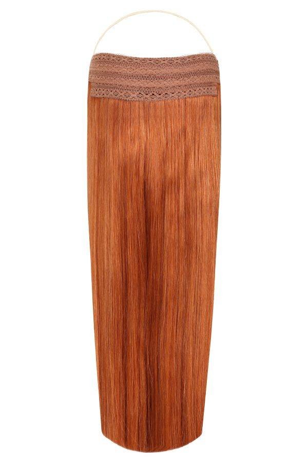 Premium Halo Ginger Aura hair extensions with adjustable clear wire and no damage design