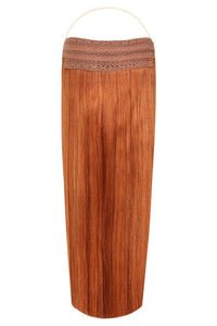 Premium Halo Ginger Aura hair extensions with adjustable clear wire and no damage design