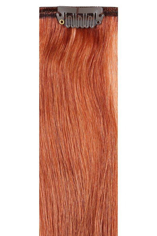 Premium clip-in maple copper hair extensions with 28 clips and 16 pieces, 100% Indian Remy human hair