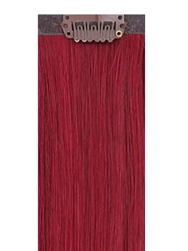 VIP Seamless Clips vibrant red #35 18-inch Indian Remy human hair extensions with 21 clips