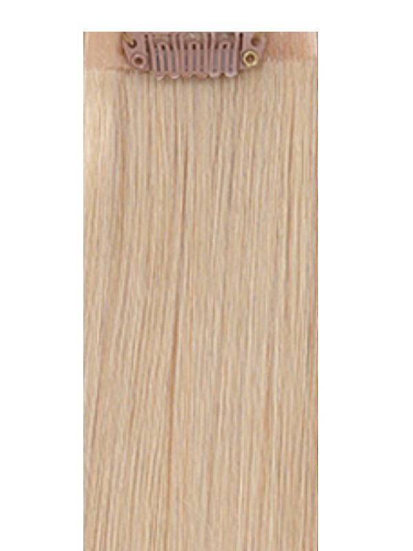 VIP Seamless Clips Swedish Blonde #20 hair extensions with 21 clips and 18-inch length