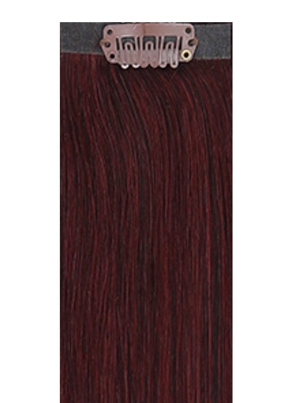 VIP Seamless Clips Plum #99J 18-inch 100% Indian Remy human hair extensions with 21 clips and 12 pieces