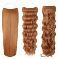Syn Halo Hair Extensions Trio pack with straight, wavy, and curly styles made from premium Kanekalon fibers