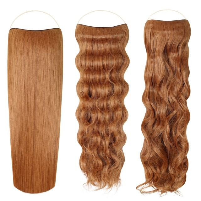 Syn Halo Hair Extensions Trio pack with straight, wavy, and curly styles made from premium Kanekalon fibers