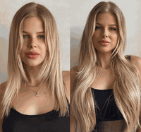 Premium Bohemian Blonde #17/22 Head Clip-In Hair Extensions with 28 clips and 16 pieces, 100% Indian Remy Human Hair