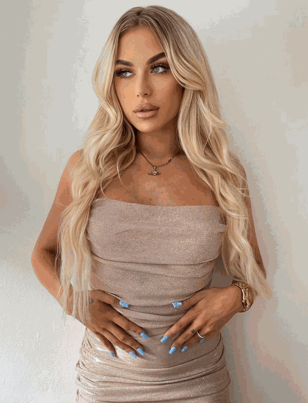 Halo Golden Blonde #24 hair extensions with clear wire for fine hair, warm golden blonde shade