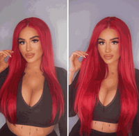 Premium head clip-in red hair extensions made from 100% Indian Remy human hair with 28 clips and multiple length options