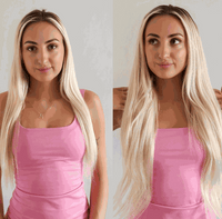 Premium head clip-in bleach blonde #60 hair extensions with 28 clips and 100% Indian Remy human hair