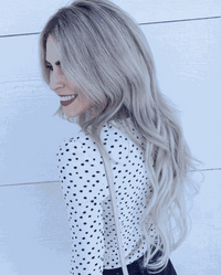 Premium Head Clip-In silver hair extensions with 28 clips and 16 pieces, 100% Indian Remy human hair