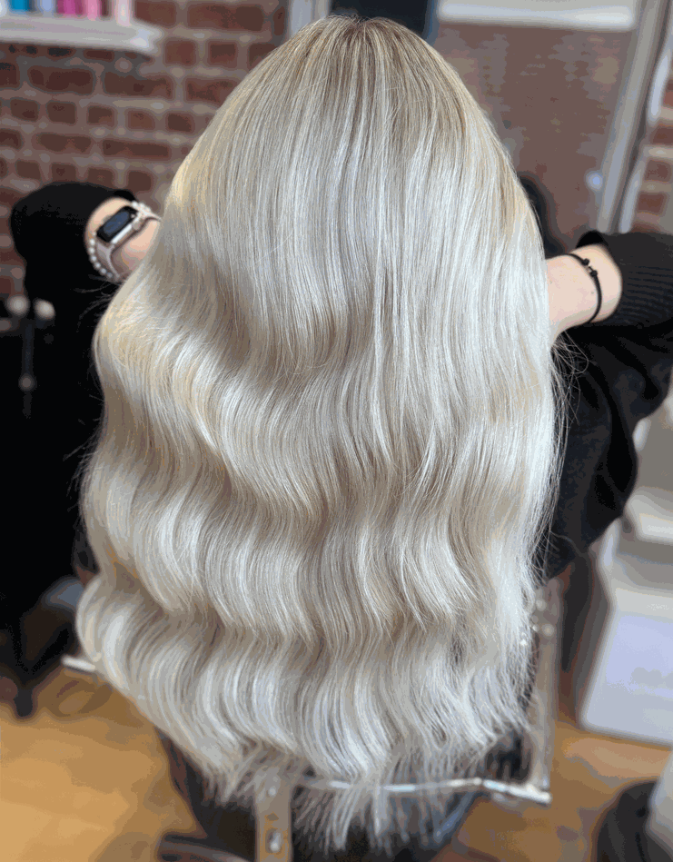 Premium head clip-in ash blonde hair extensions with 28 clips and 100% Indian Remy human hair