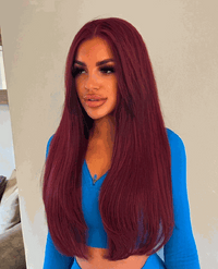 Premium Head Clip-In Plum #99J hair extensions with 28 clips and 16 pieces, 100% Indian Remy Human Hair