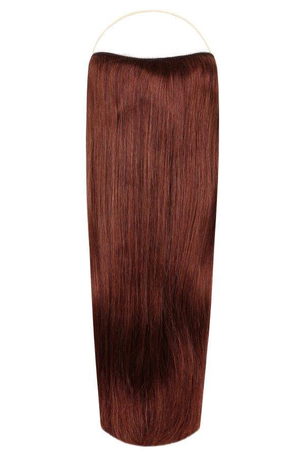Halo Hair Extensions Spiced Auburn #K1 with adjustable clear wire and no damage to natural hair