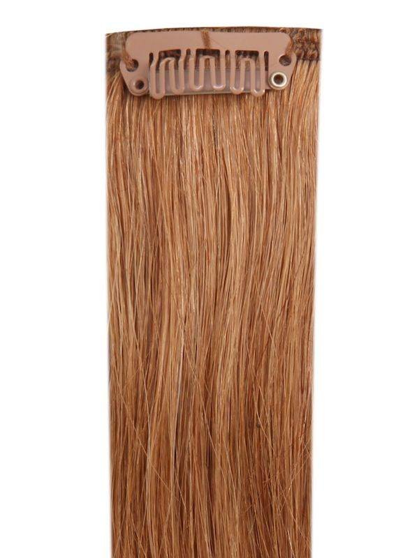 Premium clip-in chestnut #8 hair extensions with 28 clips and 100% Indian Remy human hair
