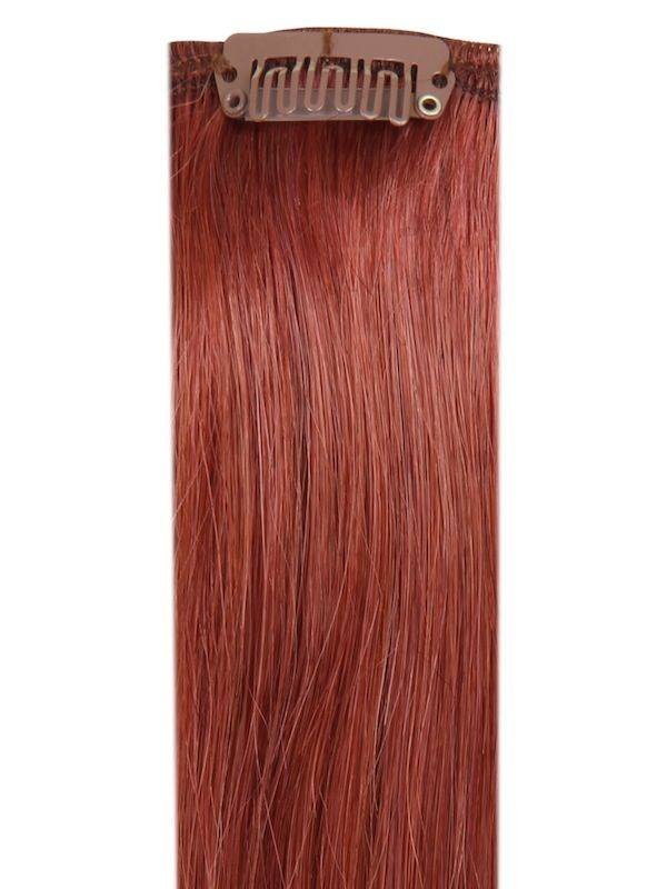Premium Head Clip-In dark auburn #33 hair extensions with 28 clips, 16 pieces, 100% Indian Remy human hair