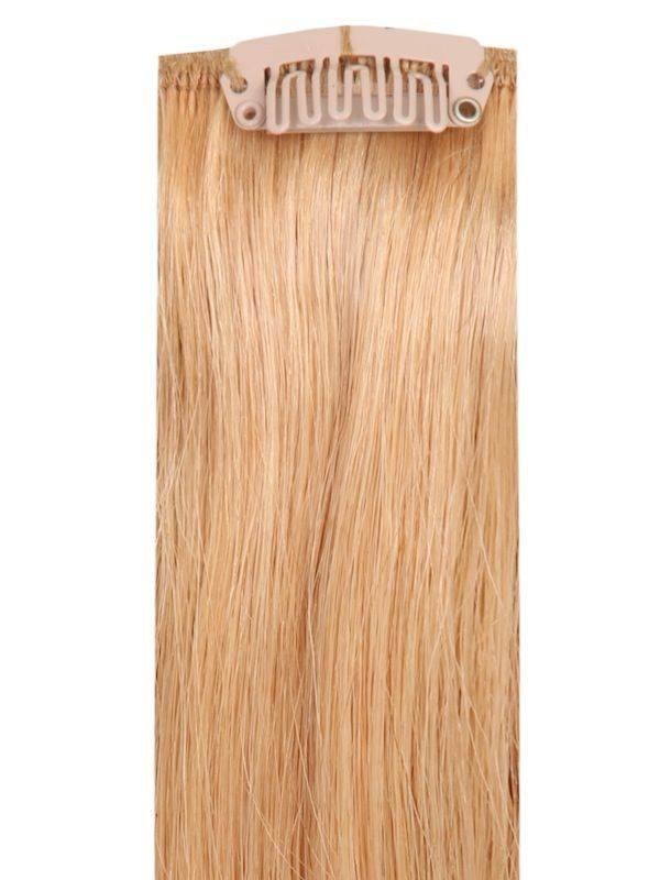 Deluxe Head Clip-In dark blonde #18 hair extensions with 21 clips and 100% Indian Remy human hair