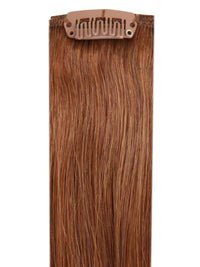 Full head clip-in light brown #6 hair extensions with 14 clips, 8 pieces, 100% Indian Remy human hair