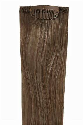 Full Head Clip-In dark ash brown #7 hair extensions with 14 clips and 100% Indian Remy human hair