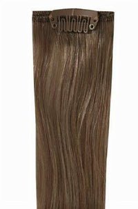 Deluxe head clip-in hair extensions in dark ash brown with 21 clips and 100% Indian Remy human hair