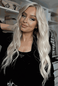 Premium head clip-in ash blonde hair extensions with 28 clips and 16 pieces, 100% Indian Remy human hair